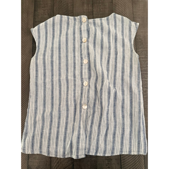 Max Studio Linen Blend Button-Back Striped Sleeveless Top Women’s Size M - Picture 4 of 7